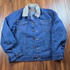 Wrangler Authentic Western Men's Size 44 Fleece Lined Jean Jacket